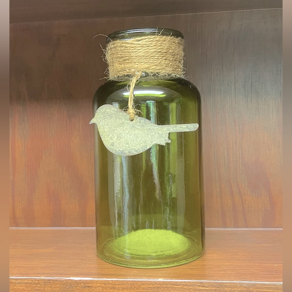 Glass Vase with Bird Accent